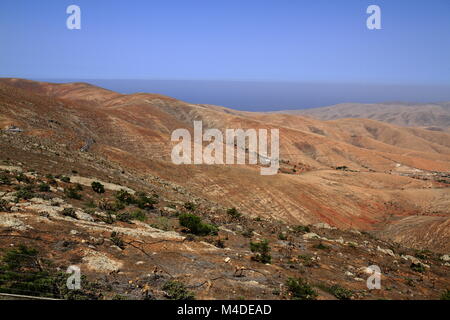 Vulkanische Landschaft. Panoramaaussicht auf Fuerteventura Stockfoto