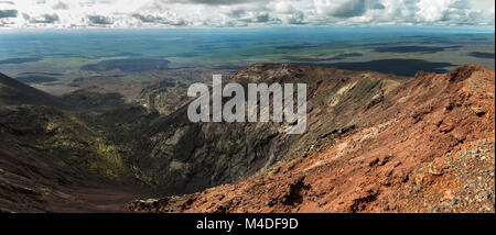 Panorama Norden Durchbruch große Tolbachik Riss Eruption 1975 Stockfoto