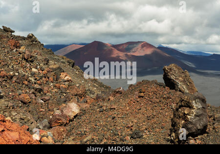 Schlackenkegel von Norden Durchbruch große Tolbachik Riss Eruption 1975 Stockfoto