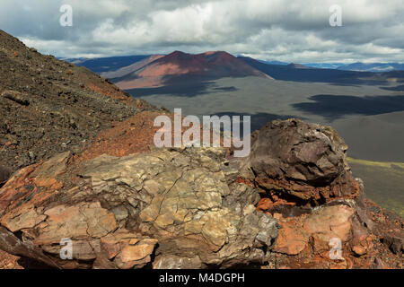 Schlackenkegel von Norden Durchbruch große Tolbachik Riss Eruption 1975 Stockfoto