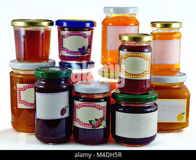 Hausgemachte Marmelade in Gläser Stockfoto