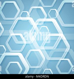 Abstrakte helle blaue Sechsecke tech geometrischen Hintergrund. Vector Graphic Design Stock Vektor