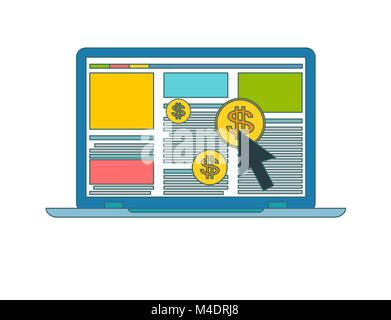 Konzept der Online oder Internet Werbung. Online anzeigen Symbol. Stock Vektor