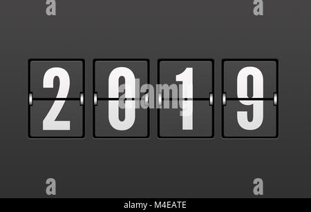 2019 Jahr auf der Split-Flap Anzeige Stockfoto