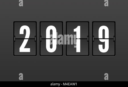 2019 Jahr auf der Split-Flap Anzeige Stockfoto