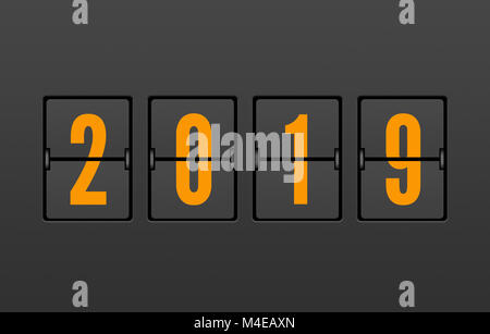 2019 Jahr auf der Split-Flap Anzeige Stockfoto