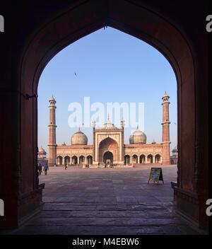 Die immense Jama Masjid, die größte Moschee Indiens, Old Delhi Stockfoto