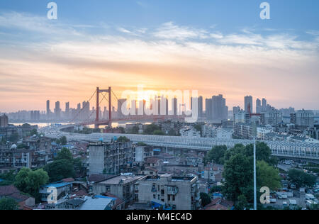 Wuhan Brücke Stadtbild Stockfoto