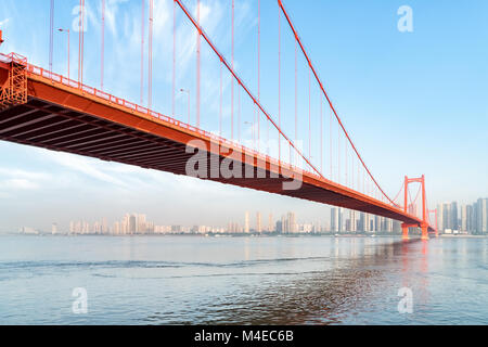 Wuhan Parrot shoal Yangtze River Bridge Stockfoto