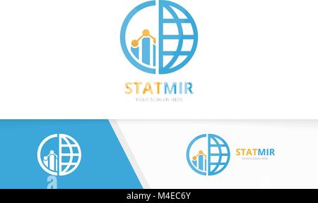 Vektor Grafik und Planet logo Kombination. Diagramm und Welt Symbol oder Icon. Einzigartige Grafik und globe Logo Design Template. Stock Vektor