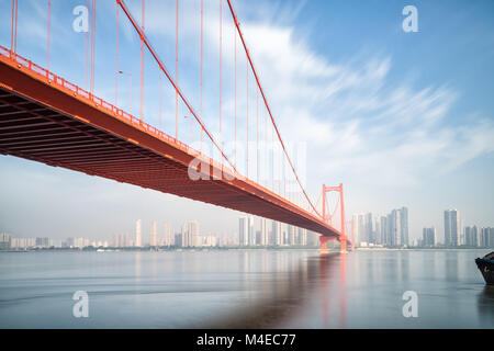 Wuhan Parrot shoal Yangtze River Bridge Stockfoto