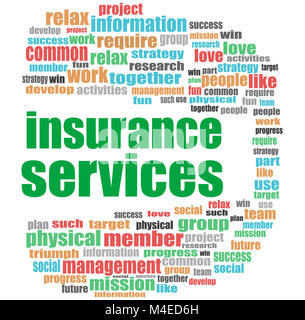 Text Insurance Services. Soziale Konzept. Wort Wolke collage Stockfoto