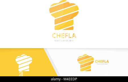 Der Vektor der Küchenchef hat logo Kombination. Küche Symbol oder Icon. Einzigartige kochen und Restaurant Logo Design Template. Stock Vektor