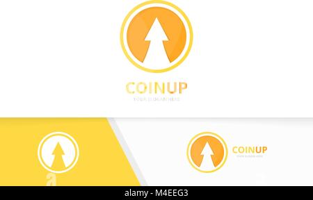 Vektor Münze und Pfeil auf Logo Kombination. Geld und Wachstum Symbol oder Icon. Einzigartige Bargeld und upload Logo Design Template Stock Vektor