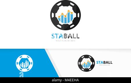Vektor Grafik und Fußball logo Kombination. Diagramm und Kugel Symbol oder Icon. Einzigartige Grafik und Fußball Logo Design Template. Stock Vektor