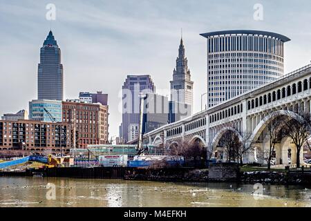 Cleveland Ohio Stadtbild Blick und Umgebung Stockfoto