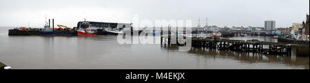 Bridlington Hafen in Aussicht. Englisch Seaside Holiday Resort an der Ostküste in Yorkshire. Stockfoto