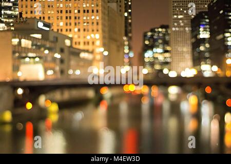 Chicago Illinois tilt Wirkung Stadtbild bei Nacht Stockfoto