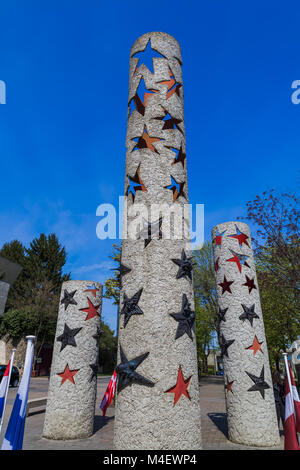 Denkmal in Schengen Luxemburg Stockfoto