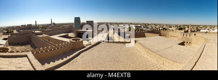 Luftaufnahme auf die Straßen der Altstadt. Usbekistan. Chiwa Stockfoto