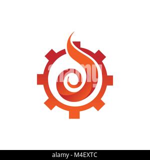 Engineering Gang Cog Flamme Feuer Symbol Vektor Illustration Graphic Design Stock Vektor