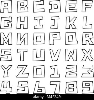 Stoke square Großbuchstaben font, Kunst font Stock Vektor