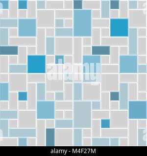 Bunte Muster in blau und grau gefliesten Fußboden, moderne Gestaltung von Wand, Innenausbau, Dekoration, 3D-Vektor Stock Vektor