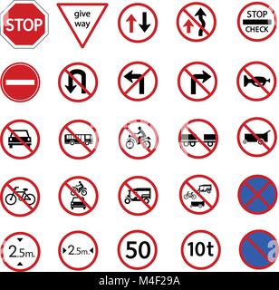 Verkehr Verbotsschild für die Erwärmung auf der Straße und der Sicherheit street sign, Vektor Icon Set Stock Vektor