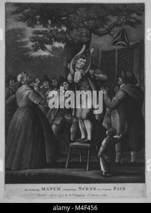 Der grinsende übereinstimmen, eine humorvolle Szene in einem Land fair W. Humphreys, 1775 Stockfoto