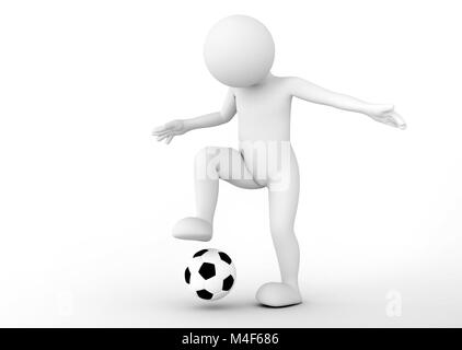 Toon mann Fußballspieler dribbeln den Ball. Fußball-Konzept. Stockfoto