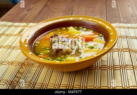 La Sopa de Arroz colombiana - kolumbianischen Reissuppe mit Pulverisiertem Rindfleisch Stockfoto