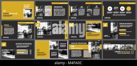 Schwarzes Gold Präsentation Vorlagen und Infografiken Elemente Hintergrund. Verwenden Sie für Business Jahresbericht, Flyer, Corporate Marketing, Merkblatt, advertisi Stock Vektor