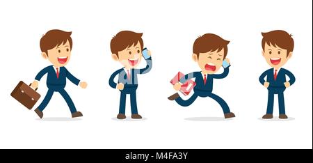 Einstellen des Geschäftsmanns, der Character Design. Flache office Cartoon Illustration isoliert Hintergrund. Stock Vektor