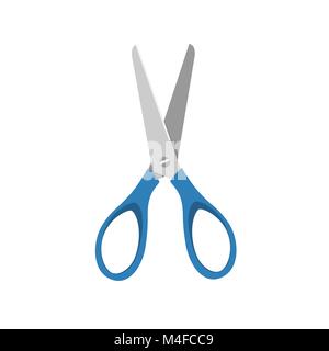Blau wenig offen Schere auf einem weißen Hintergrund. Vector Illustration Stock Vektor