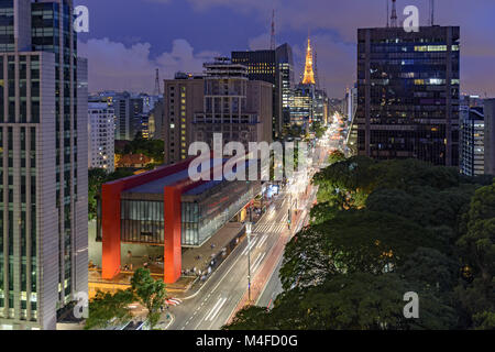 Avenida Paulista, Sao Paulo, Brasilien Stockfoto