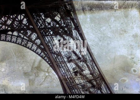 Detail eines der Beine auf den Eiffelturm, Paris, Frankreich - Nahaufnahme der Struktur Stockfoto