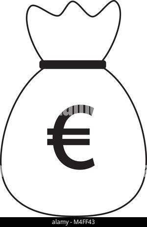 Währung Euro Symbol oder Logo Vektor über eine Geld-Beutel. Symbol für die Europäische Union Bank, Banken oder Europa Eurozone Finanzen. Stock Vektor