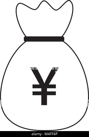 Yen Yuan Renminbi Währung Symbol oder Logo Vektor über eine Geld-Beutel. Symbol für Japanische oder Chinesische Bank, Banken oder Japan und China finanziert. Stock Vektor