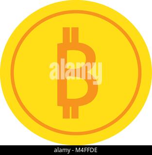 Bitcoin crypto Währung Symbol oder Logo Vektor über eine Münze. Symbol für Bank oder Banken auf einer digitalen Wirtschaft mit virtuelles Geld und Währungen für Com verwendet Stock Vektor