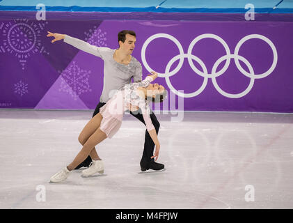 Annika HOCKE/Ruben BLOMMAERT, Deutschland, Aktion, Eiskunstlaufen Paare Kuer am 15.02.2018 Olympische Winterspiele 2018, vom 09.02. - 25.02.2018 in PyeongChang/Suedkorea. | Verwendung weltweit Stockfoto