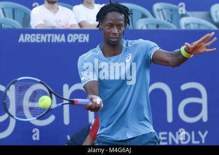 Bueos Aires, Argentinien. 16 Feb, 2018. Gael Monfils im Viertelfinale von Buenos Aires ATP 250 Diese Freitag auf zentralen Hof des Lawn Tennis in Buenos Aires, Argentinien. Credit: Néstor J. Beremblum/Alamy leben Nachrichten Stockfoto