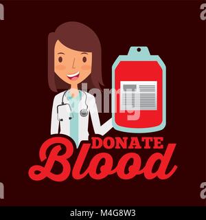 Arzt Professionelle holding Beutel Blut spenden Stock Vektor