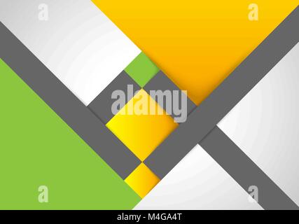 Abstrakte frische Hintergrund mit grauen Streifen und grünen, gelben Quadrate Stock Vektor