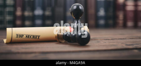 Notar Dichtungen, beglaubigte Dokument Konzept, geheime Akten, geheime Dokumente. Stockfoto
