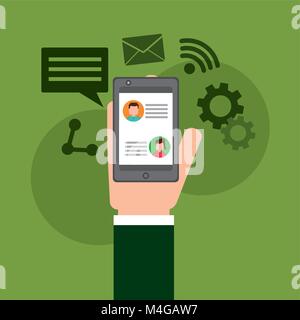 Hand smartphone Holding chat Nachricht Bildschirm Stock Vektor