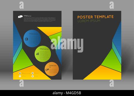 Abstrakte poster Design Template mit bunten Kreisen und Dreiecken. Flyer Hintergrund Stock Vektor