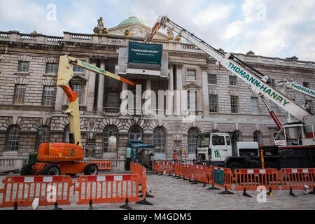 London, Großbritannien. 30. Januar, 2018. Restaurierung erfolgt bei Somerset House. Stockfoto