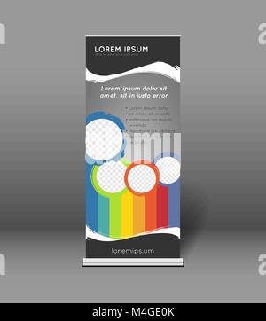 Bunte roll up banner Vorlage Stock Vektor