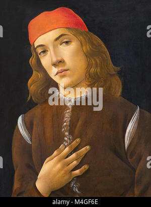 Porträt einer Jugend, Sandro Botticelli, ca. 1482-1485, National Gallery, Washington DC, USA, Nordamerika Stockfoto