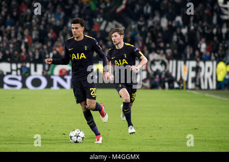 Dele Alli während der Champions League Spiel FC Juventus vs Tottenham Hotspurs FC. Endstand war 2-2 im Stadion von Juventus Turin, Turin, Italien 13. Februar Stockfoto